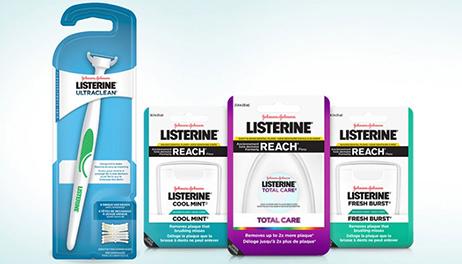 Listerine Flosser and three floss products lined up